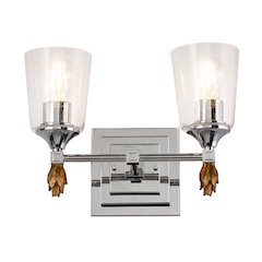 Vetiver 2 Light Vanity Light in Polished Chrome with Gold Accent