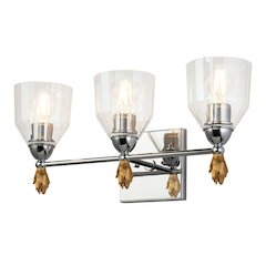 Felice 3 Light Vanity Light In Polished Chrome With Gold Accents