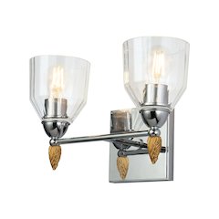 Felice 2 Light Vanity Light In Polished Chrome With Gold Accents