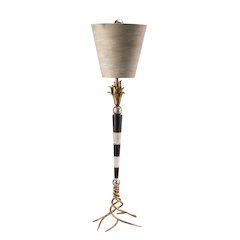 Flambeau Dressy Buffet Table Lamp in Black Striped Distressed Gold