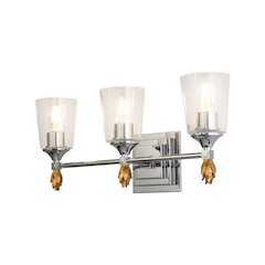 Vetiver 3 Light Vanity in Polished Chrome with Gold Accent