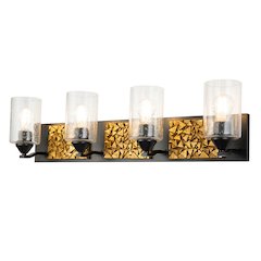 Bocage 4 Light Bath Bar In Matte Black And Gold