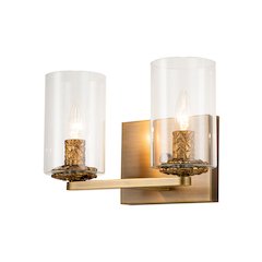 Bolivar 2-Light Vanity Light in Antique Brass