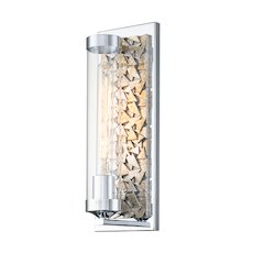 Elysian 1 Light Sconce in Polished Chrome and Silver Leaf
