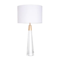 Clear Faceted Tall Buffet Lamp with Drum shade and Matte Gold