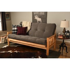 Lodge Frame-Natural Finish-Suede Gray Mattress