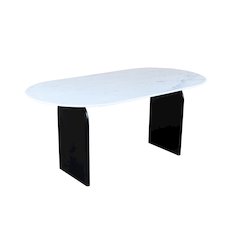Terra 72" Oval Dining Table with White Marble Top