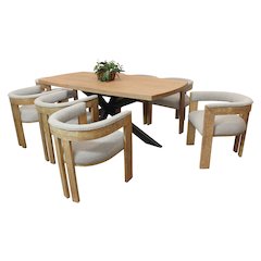 Logan 82" Dining Table with 8 Trish Silver Arm Chairs