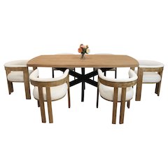 Logan 82" Dining Table with 6 Trish Irovy Chairs