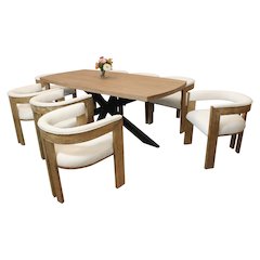 Logan 82" Dining Table with 8 Trish Ivory Chairs