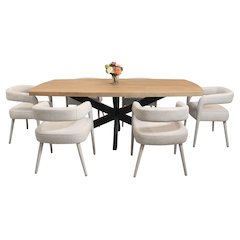 Logan 82" Dining Table with 3 sets of Galway Ivory Side Chairs