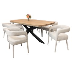 Logan 82" Dining Table with 4 sets of Galway Ivory Side Chairs