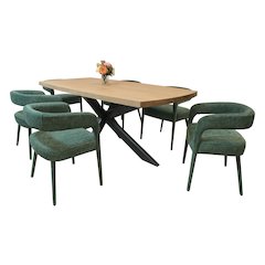 Logan 82" Dining Table with 3 sets of Galway Teal Side Chairs