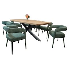 Logan 82" Dining Table with 4 sets of Galway Teal Side Chairs