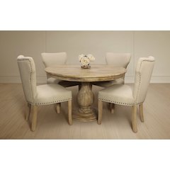 Jenna 48" Dining Table with 2 Sets of Jill Ivory Side Chairs