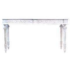Tigard Console in Antique White with Handcarved Detailing