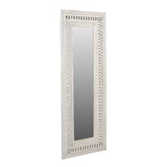 Ayla Mirror in Distressed White Finished Handcarved Solid Wood