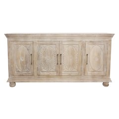 Carter 4-Door Sideboard in Distressed White on Solid Wood
