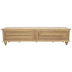 Noelle 71" Storage Bench in Distressed White on Teak Wood