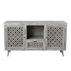 Halle 2 Doors, 1-Drawer Hand-carved Media Console