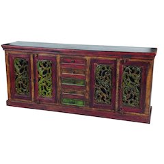 Arvada 4 Carved Doors, 5-Drawer Buffet in Brown