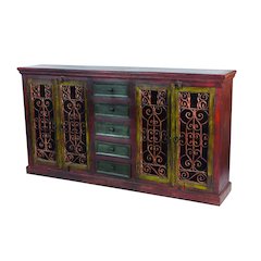Arvada 4 Carved Doors, 5 Drawer Buffet in Brown