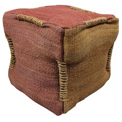Andy Pouf in Orange and Rose Jute
