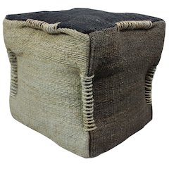 Andy Pouf in Taupe and Beige Jute