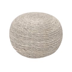 Modern Ellis Pouf in Silver Wool
