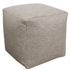 Remi Wool Pouf in Silver