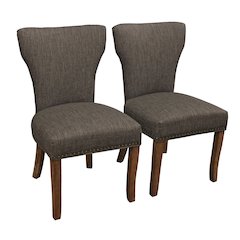 Transitional Jill Side Chair In Dark Gray Weave Fabric 2-Piece Set