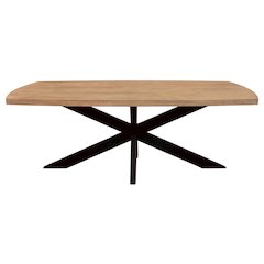 Logan Dining Table in Natural Finish with Iron Legs