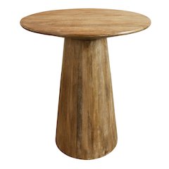 Mid-Century Jaden Round Bar Table in Distressed Natural