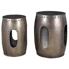 Redondo Baton 2-Piece Occasional Table Set in Nickel