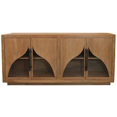 Kate 4-Door Sideboard with Solid Wood, Acacia, Iron Handles, Natural Finish