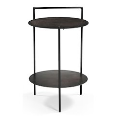Benji Iron Side Table in Dark Copper Toned Iron