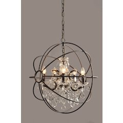 Olivia Iron Globe Pendant with Crystal Accents