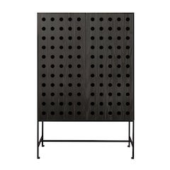 Becca 2-Door Tall Cabinet in Antique Black Finish on Solid Pine Wood