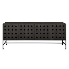 Becca 4-Door Sideboard in Antique Black Finish on Solid Pine Wood