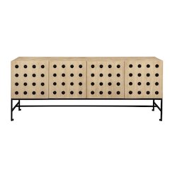 Becca 4-Door Sideboard in Sand Oak Finish on Solid Pine Wood