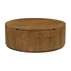 Flagstaff Round Cocktail Table in Spice Tan with 2-Drawers