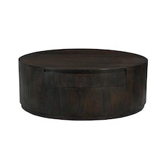 Flagstaff 48" Round Cocktail Table in Barista Brown with 2-Drawers