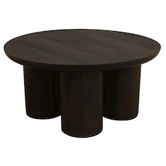 Sullivan Solid Wood Round Coffee Table in Dark Brown Finish