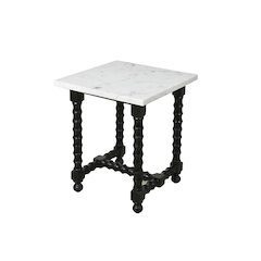 Modern Cranberry End Table with Marble Top