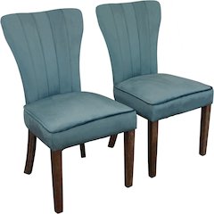 Transitional Inwood Side Chair In Teal Velvet 2-Piece Set