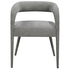 2-Piece Set: Galway Arm Chairs in Dark Gray Linen Fabric on Metal Frame
