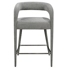 Galway Counter Chair in Dark Gray Linen Fabric on Metal Frame