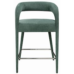 Galway Counter Chair in Teal Linen Fabric on Metal Frame