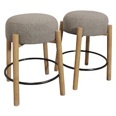 Natalia Counter Stool in Gray Boucle Fabric 2-Piece Set