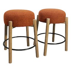 Natalia Counter Stool in Rust Boucle Fabric 2-Piece Set